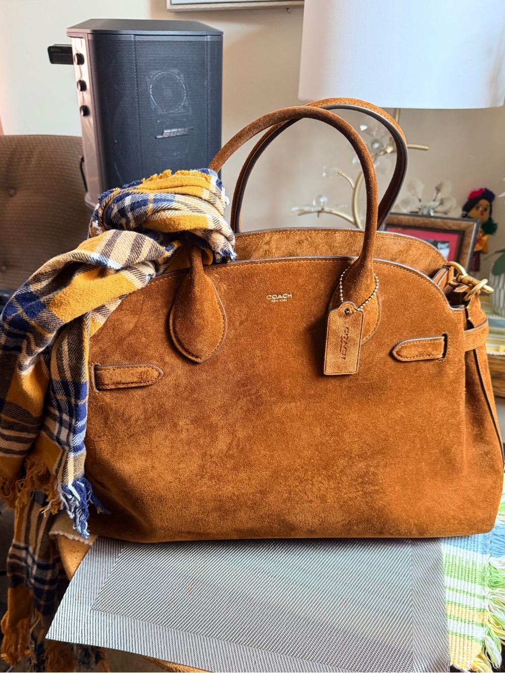 Coach empire carryall 40 Suede with Leather Tag (Fall bag πππ)! - Picture 3 of 12